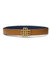 Reversible Signature Belt 25 mm - Camel & Blue | Golden Buckle