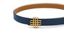 Reversible Signature Belt 25 mm - Camel & Blue | Golden Buckle - Camel And Blue