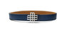 Reversible Signature Belt 25 mm - Camel & Blue | Silver Buckle