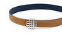 Reversible Signature Belt 25 mm - Camel & Blue | Silver Buckle - Camel And Blue