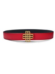 Reversible Signature Belt 25 mm - Red & Black | Golden Buckle