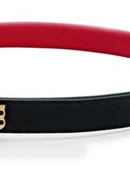 Reversible Signature Belt 25 mm - Red & Black | Golden Buckle - Red and Black