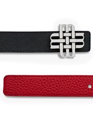 Reversible Signature Belt 25 mm - Red & Black | Silver Buckle