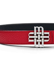 Reversible Signature Belt 25 mm - Red & Black | Silver Buckle