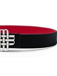 Reversible Signature Belt 25 mm - Red & Black | Silver Buckle