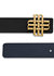 Reversible Signature Belt 32 mm - Black & Navy Blue | Golden Buckle