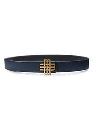 Reversible Signature Belt 32 mm - Black & Navy Blue | Golden Buckle