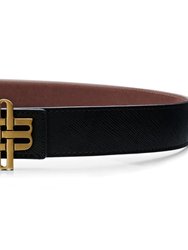 Reversible Signature Belt 32 mm - Brown & Black | Golden Buckle