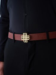 Reversible Signature Belt 32 mm - Brown & Black | Golden Buckle