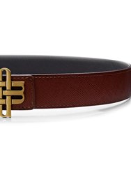 Reversible Signature Belt 32 mm - Brown & Black | Golden Buckle