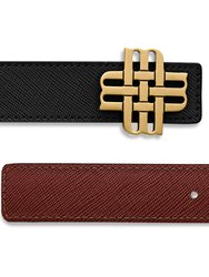 Reversible Signature Belt 32 mm - Brown & Black | Golden Buckle