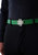 Reversible Signature Belt 32 mm - Green & White | Golden Buckle