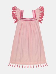 Sandrine Women's Reversible Tassel Dress Stripe - Rose/Pink