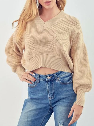 &merci Cropped Ribbed-Knit Sweater product