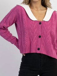 Harper Scalloped Collar Sweater - Pink