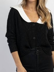 Harper Scalloped Collar Sweater - Black