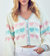 Heart Button-Front Cardigan - Ivory Blue Combo