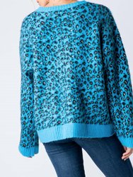 Leopard Mohair Crewneck Sweater