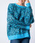 Leopard Mohair Crewneck Sweater - Blue