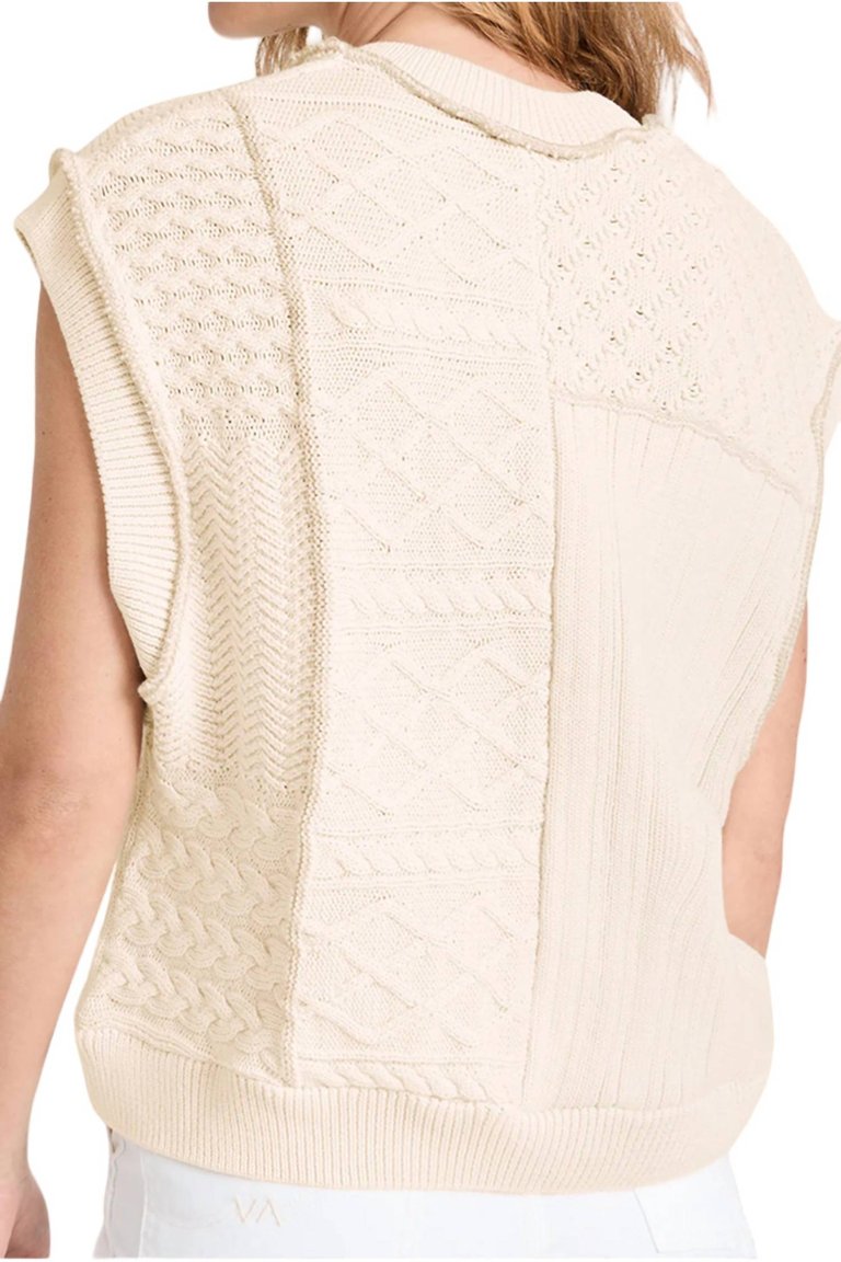 Mixed Cable Knit Sweater Vest In Cream