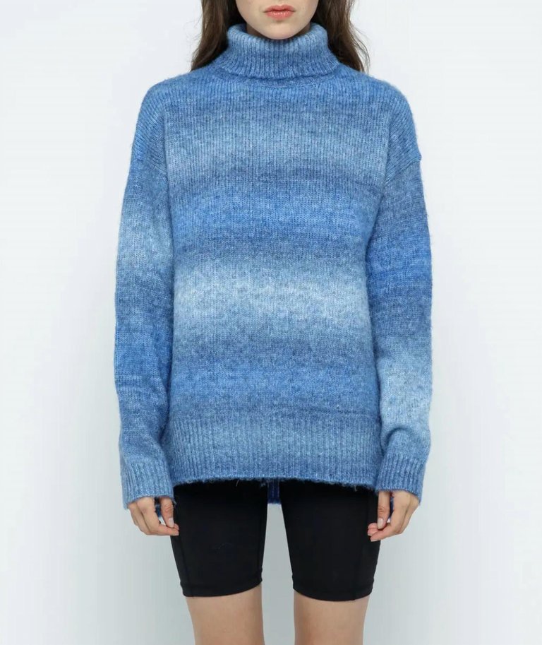 Ombré Turtleneck Sweater - Blue Mix