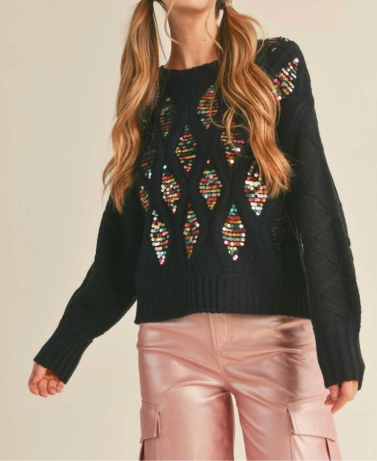 Sequin Embellished Sweater - Black