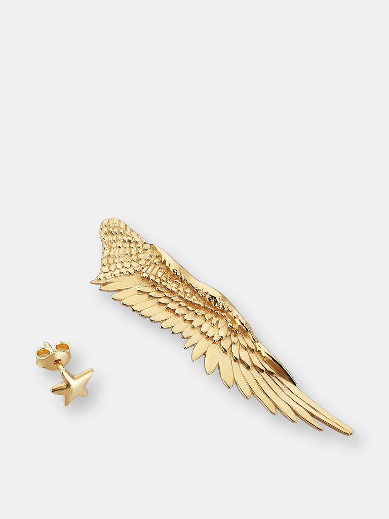 Angel Wing And Star Stud Earrings