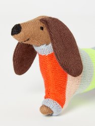 Organic Cotton Sausage Dog Baby Rattle