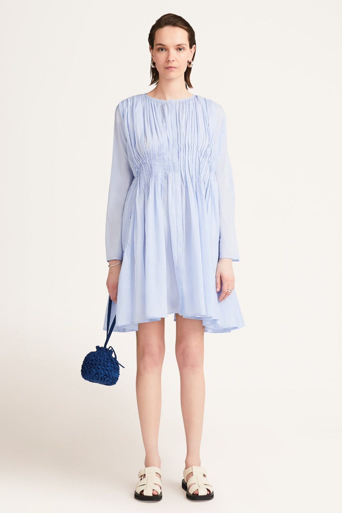 MERLETTE Chambray Martel Pleated Chambray Dress | Verishop