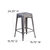 24" High Powder Coated Backless Metal Counter Stool with Clear Coat Finish and Plastic Floor Glides for Indoor Use