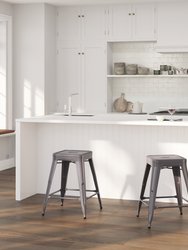 24" High Powder Coated Backless Metal Counter Stool with Clear Coat Finish and Plastic Floor Glides for Indoor Use - Grey