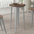 24" Round Metal Indoor Bar Height Table with Silver Galvanized Steel Frame and Walnut Rustic Wood Top