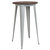 24" Round Metal Indoor Bar Height Table with Silver Galvanized Steel Frame and Walnut Rustic Wood Top