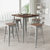 5 Piece Bar Table and Stools Set with 31.5" Square Silver Metal Table with Wood Top and 4 Matching Bar Stools - Silver
