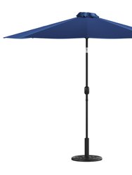 9' Navy Polyester Bali Patio Umbrella With Base