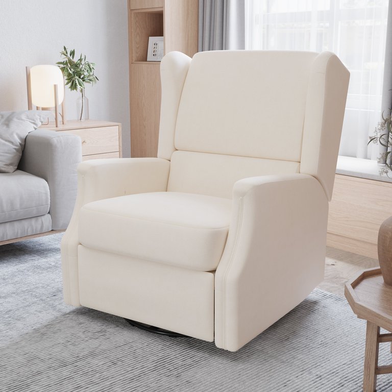 Abby 3-in-1 Wingback Manual Recliner Rocker Swivel Glider Chair - Cream