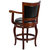 Aletta Series 26" Cherry Wood Panel Back Counter Stool with Arms and Black Faux Leather Swivel Seat