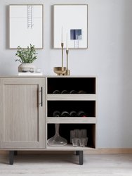 Aloise Bar And Sideboard With Storage Cabinet, Hanging Stemware Holders And Bottle Storage - Gray