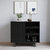 Aloise Bar And Sideboard With Storage Cabinet, Hanging Stemware Holders And Bottle Storage - Black
