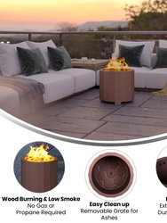 Aries 19.5" Portable Black Finished Steel Smokeless Wood Burning Outdoor Firepit With Waterproof Cover