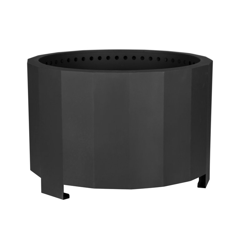 Aries 27" Portable Black Finished Steel Smokeless Wood Burning Outdoor Firepit With Waterproof Cover - Black