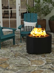 Aries 27" Portable Black Finished Steel Smokeless Wood Burning Outdoor Firepit With Waterproof Cover