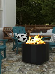 Aries 27" Portable Black Finished Steel Smokeless Wood Burning Outdoor Firepit With Waterproof Cover
