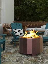 Aries 27" Portable Bronze Finished Steel Smokeless Wood Burning Outdoor Firepit With Waterproof Cover