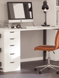 Artemis Mid-Back Armless Home Office Chair With Height Adjustable Swivel Seat And Five Star Chrome Base, Cognac Faux Leather - Cognac