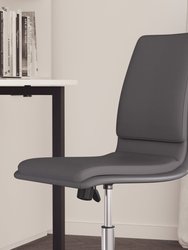 Artemis Mid-Back Armless Home Office Chair With Height Adjustable Swivel Seat And Five Star Chrome Base, Gray Faux Leather