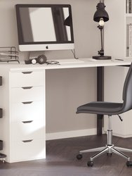 Artemis Mid-Back Armless Home Office Chair With Height Adjustable Swivel Seat And Five Star Chrome Base, Gray Faux Leather - Gray