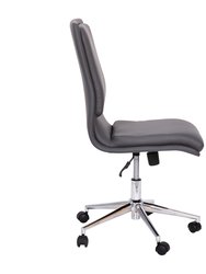Artemis Mid-Back Armless Home Office Chair With Height Adjustable Swivel Seat And Five Star Chrome Base, Gray Faux Leather
