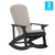 Atlantic All-Weather Black Polyresin Adirondack Rocking Chair with Vertical Slats And Cream Weather Resistant Cushions