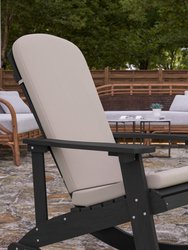 Atlantic All-Weather Black Polyresin Adirondack Rocking Chair with Vertical Slats And Cream Weather Resistant Cushions